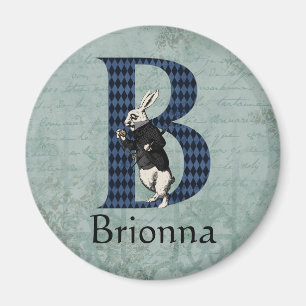 Wonderland White Rabbit Letter B Magnet