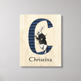 Wonderland White Rabbit Letter C Canvas Print Leinwanddruck
