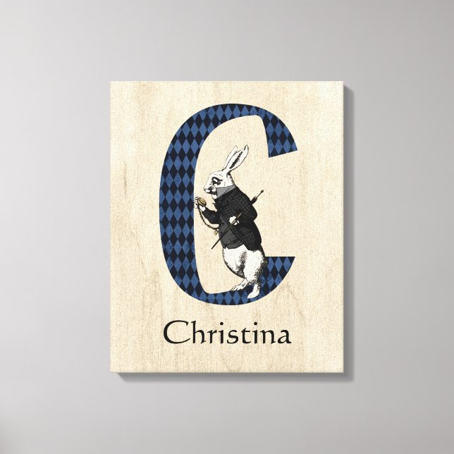 Wonderland White Rabbit Letter C Canvas Print Leinwanddruck (Vorderseite)