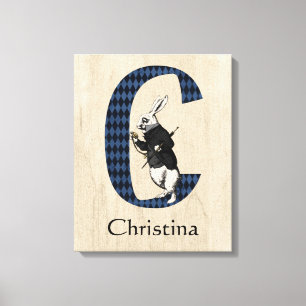 Wonderland White Rabbit Letter C Canvas Print Leinwanddruck