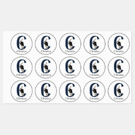 Wonderland White Rabbit Letter C Labels Etiketten