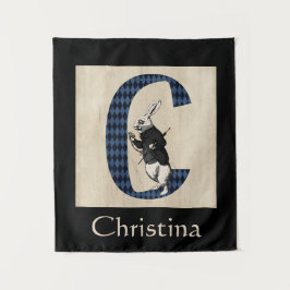 Wonderland White Rabbit Letter C Wandteppich