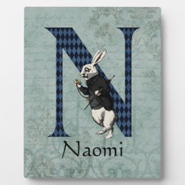 Wonderland White Rabbit Letter N Fotoplatte