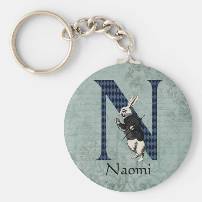 Wonderland White Rabbit Letter N Schlüsselanhänger (Vorne)