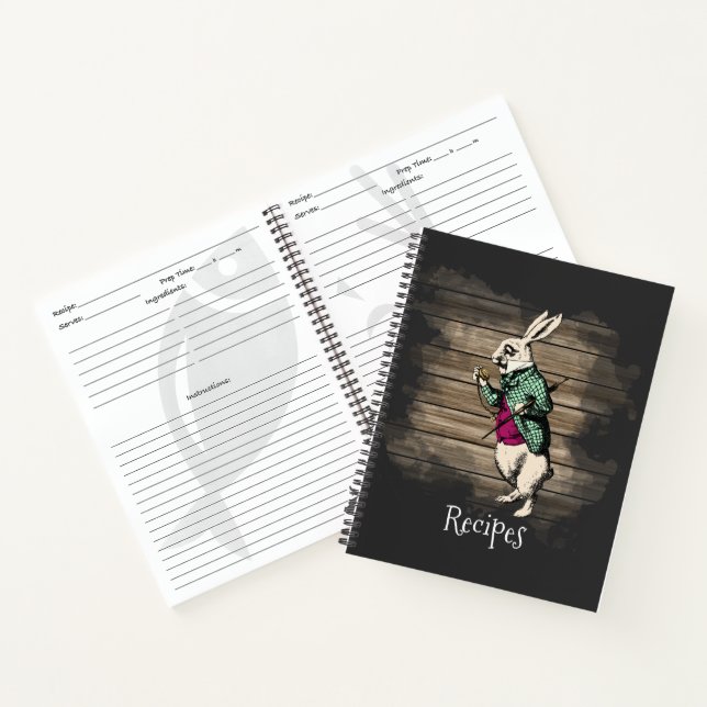 Wonderland White Rabbit Minitrezepte Notizbuch (Innenseite)