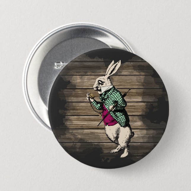 Wonderland White Rabbit Minze Button (Vorne & Hinten)