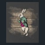 Wonderland White Rabbit Minze Künstlicher Leinwanddruck<br><div class="desc">Malz- und Bordeaux-Tönung von Vintagen Original-Weißrabbit-Illustrationen aus der Alice im Wunderland auf einem Hintergrund aus Stressholz</div>