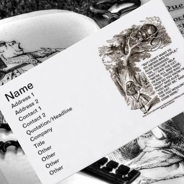 Wonderland Will nicht, unter den Mad People Alice  Visitenkarte (Von Creator hochgeladen)