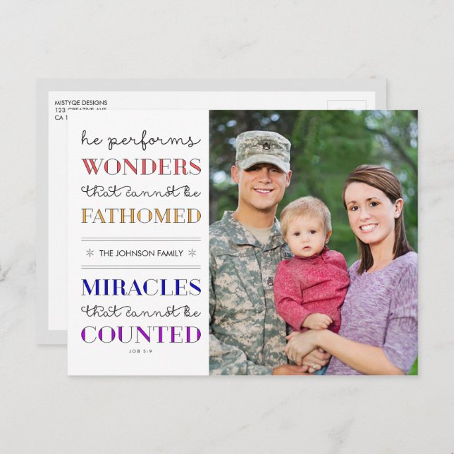 Wonders & Miracles Weihnachts-Foto-Urlaub Feiertagspostkarte (Vorne/Hinten)