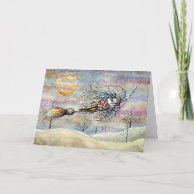 Wondrous Flight Halloween Hexenkarte Karte (Vorderseite)