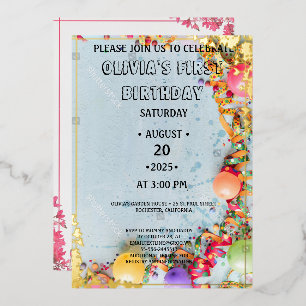 WONEderful Pink Floral 1. Geburtstag Einladung