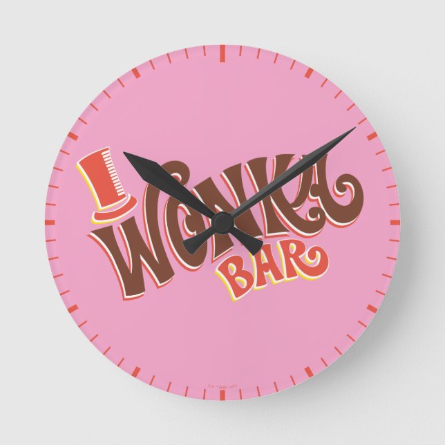 Wonka-Bar-Logo Runde Wanduhr (Vorderseite)