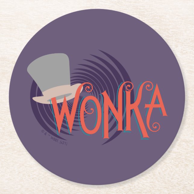 Wonka Spiral Logo Runder Pappuntersetzer (Vorderseite)