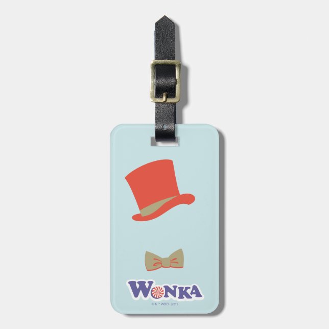 Wonka Top Hat & Bow Krawatte Gepäckanhänger (Vorderseite vertikal)