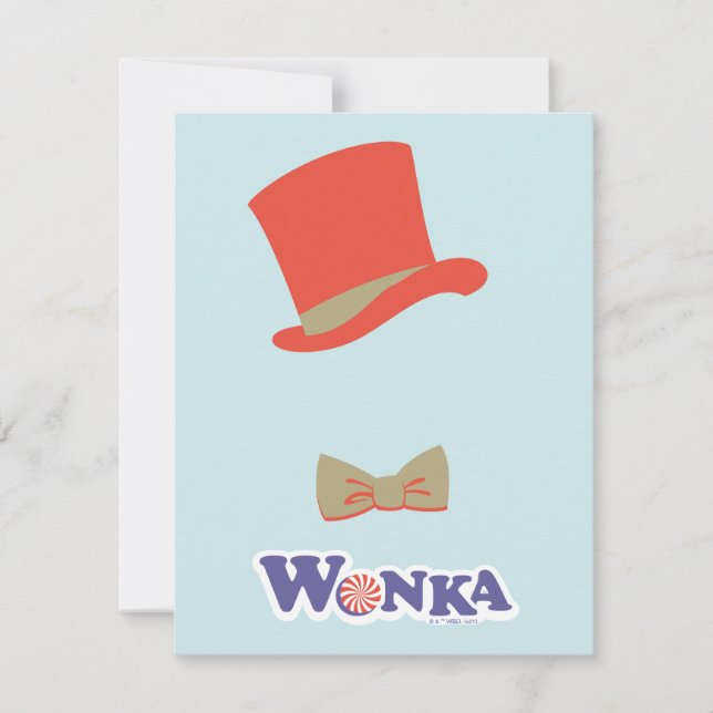 Wonka Top Hat & Bow Krawatte Mitteilungskarte (Vorderseite)