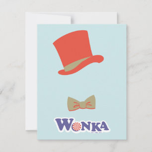 Wonka Top Hat & Bow Krawatte Mitteilungskarte