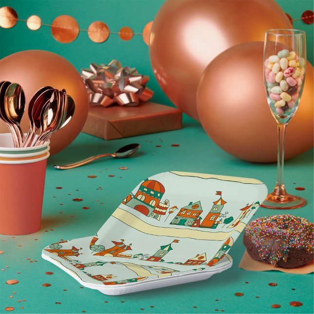 Wonky Houses Pappteller (Von Creator hochgeladen)