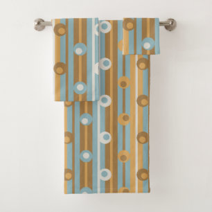 Wonky Polka Dosen und Streifen, Aprikose, Blau, br Badhandtuch Set