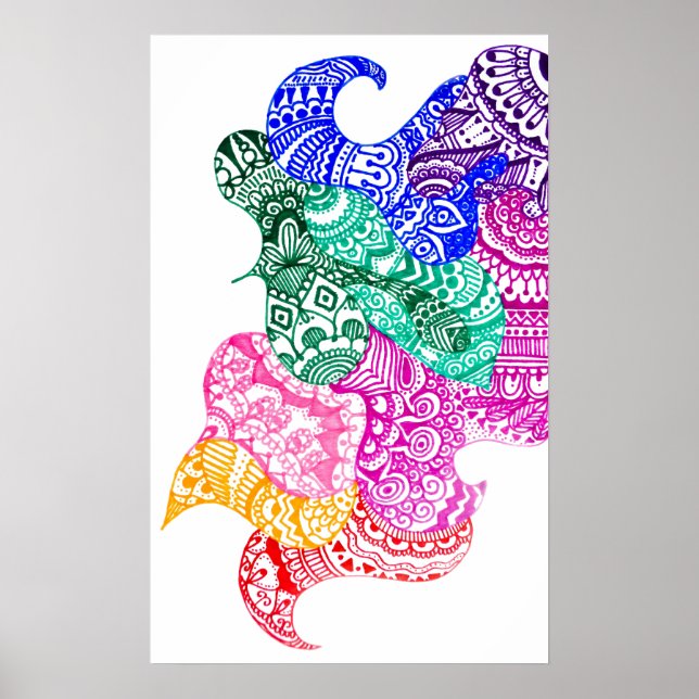 Wonky Rainbow Doodle Poster (Vorne)