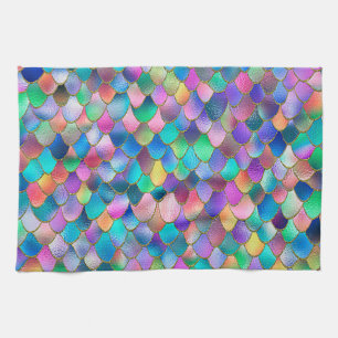 Wonky Rainbow Glitzer Metal Mermaid Scales Geschirrtuch