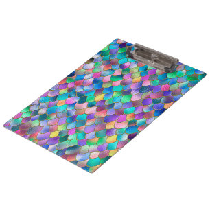 Wonky Rainbow Glitzer Metal Mermaid Scales Klemmbrett