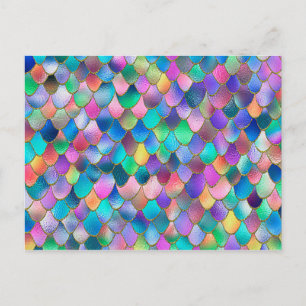 Wonky Rainbow Glitzer Metal Mermaid Scales Postkarte
