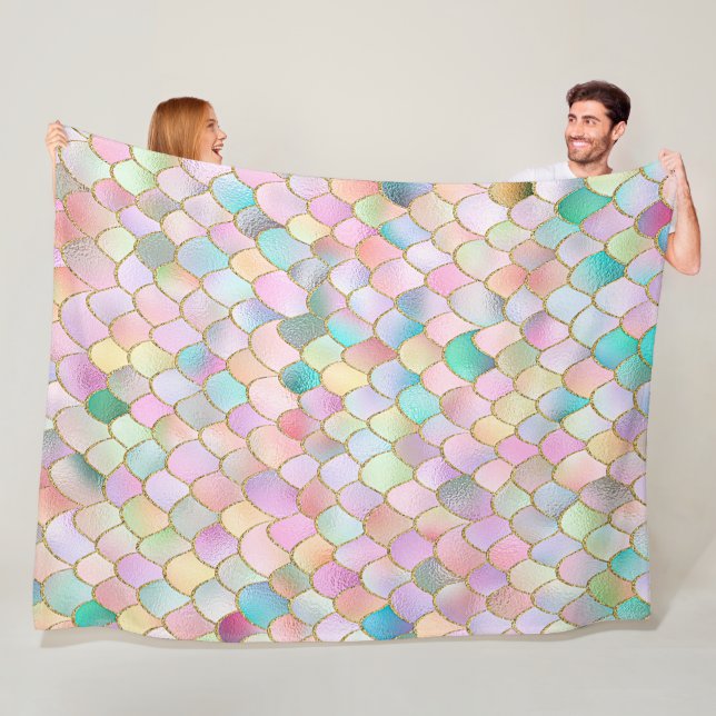 Wonky Trendy Rainbow Girl Metal Mermaid Scales Fleecedecke (Beispiel)