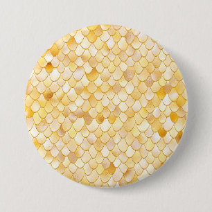 Wonky Watercolor Gold Glitzer Metal Mermaid Scales Button