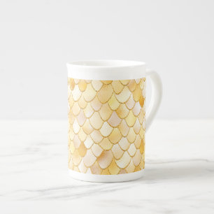 Wonky Watercolor Gold Glitzer Metal Mermaid Scales Prozellantasse