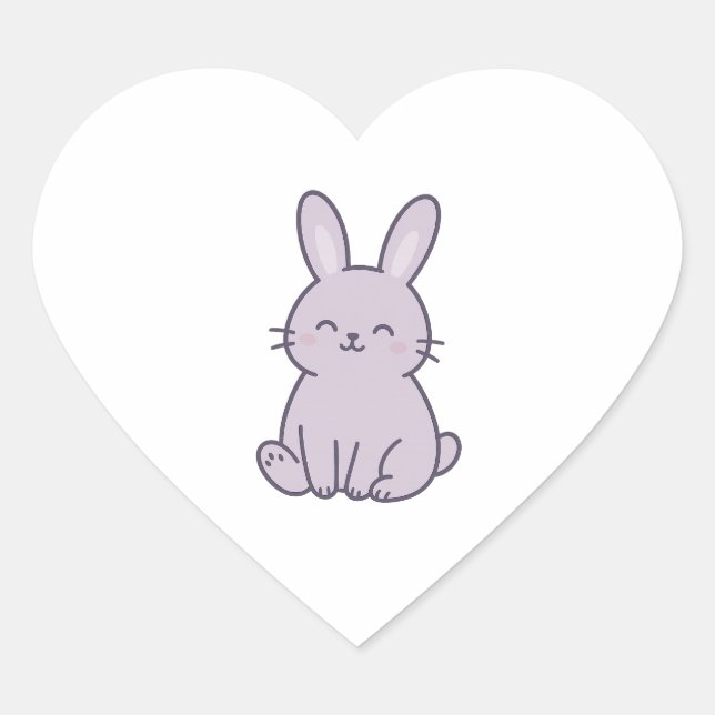 Wonky Zoo Bunny Heart Sticker (Vorderseite)