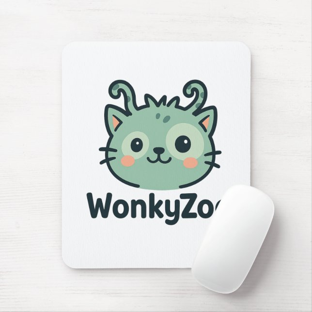 Wonky Zoo Cat Mousepad | Funny Desk Zubehör (Mit Mouse)