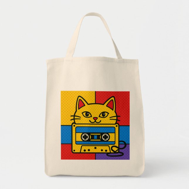 Wonky Zoo – Catsette Tote Bag Tragetasche (Vorne)