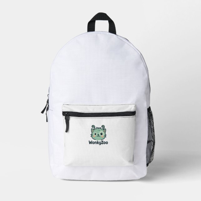 Wonky Zoo Minimalistisch Cat Backpack Bedruckter Rucksack (Vorderseite)