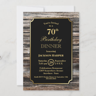 Wood 70. Geburtstags Dinner Party Einladung