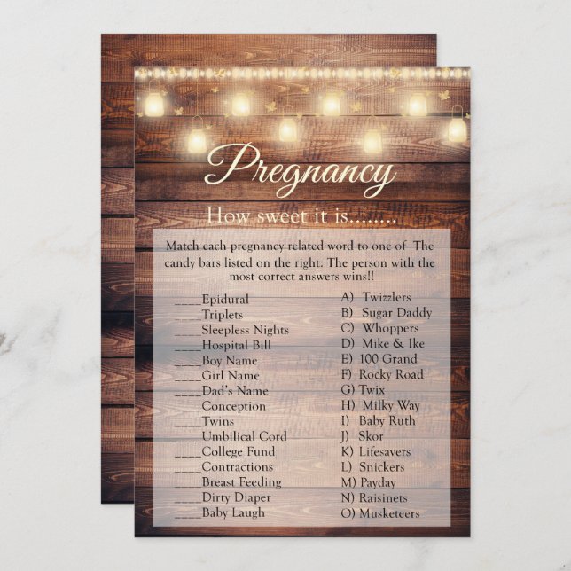 Wood Baby Baby Dusche Kinderspielkarte Einladung