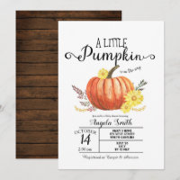 Wood Baby Dusche Little Pumpkin Einladung Rustikal