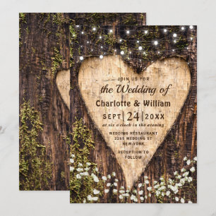 Wood Bark Baby Atemherz Rustikale Hochzeit Einladung