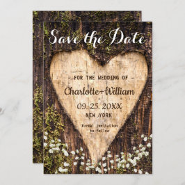 Wood Bark Baby Atemherz Rustikale Hochzeit Save The Date