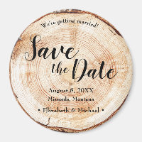Wood Bark Disk Rustic Wedding Save the Date