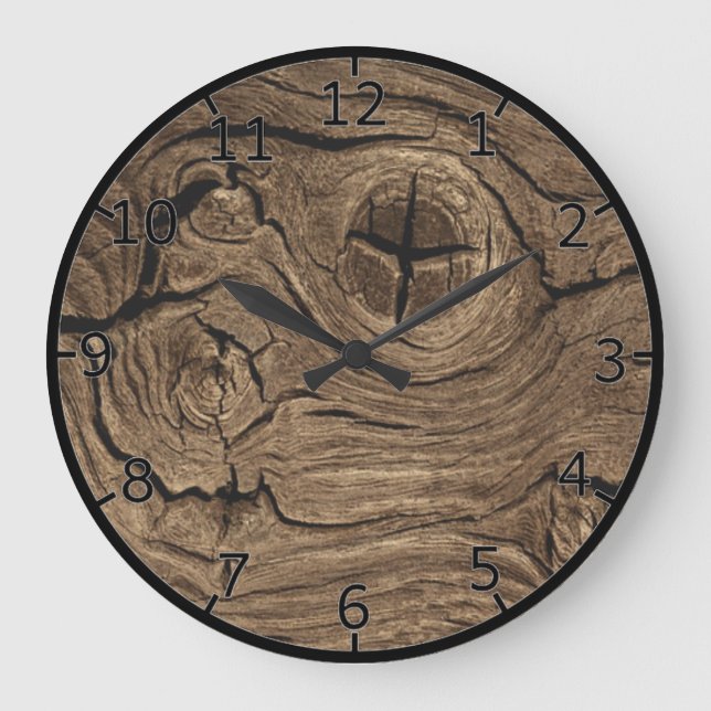 Wood Bark Große Wanduhr (Vorderseite)