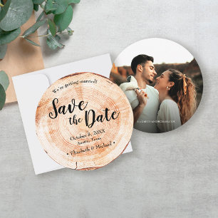 Wood bark Rustic Wedding Save the date photo Einladung