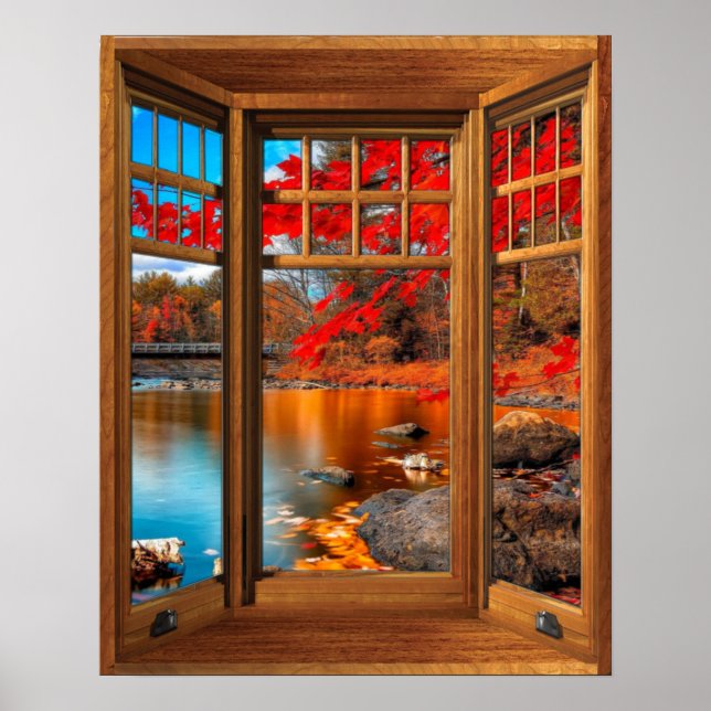 Wood Bay Window Herbstlandschaft - Illusion Poster (Vorne)