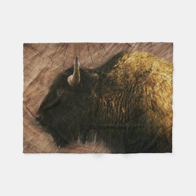 Wood Bison Buffalo Fleecedecke (Vorderseite (Horizontal))