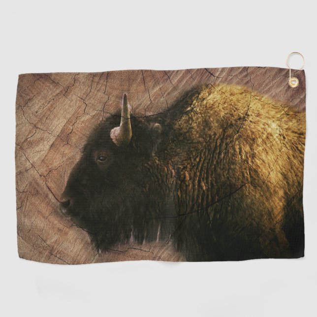 Wood Bison Buffalo Golfhandtuch (Horizontal)