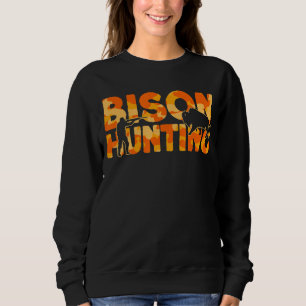 Wood Bison Hunter Orange Camouflage Bison Hunting Sweatshirt