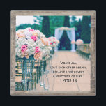 Wood Blume Bouquet Liebe Wedding Aisle Bible Verse Magnet<br><div class="desc">Holz Gerahmte Blume Bouquet Liebe und Wedding Aisle Bible Verse 1 Peter 4:8</div>