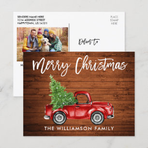 Wood Brush Script Truck Weihnachts-FOTO BACK Postkarte