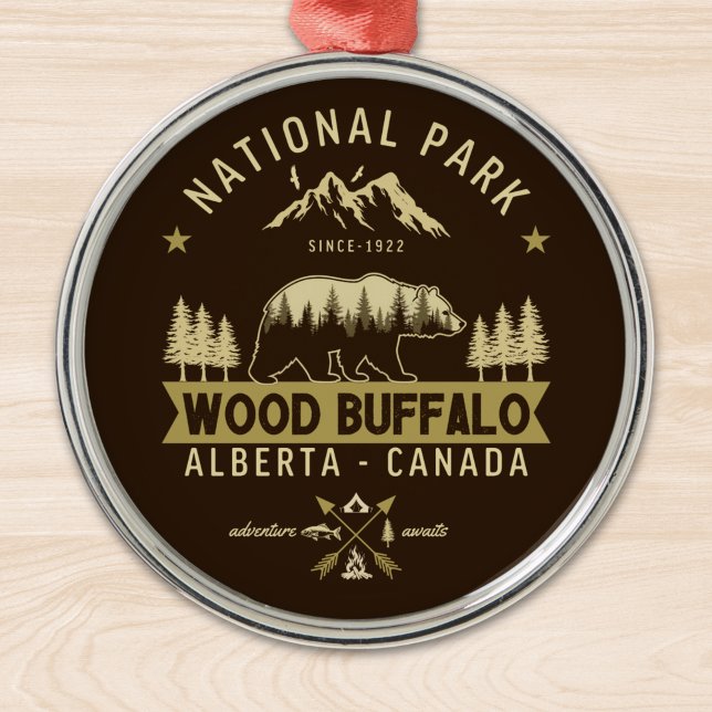 Wood Buffalo National Park Rustic Landscape Ornament Aus Metall (Von Creator hochgeladen)