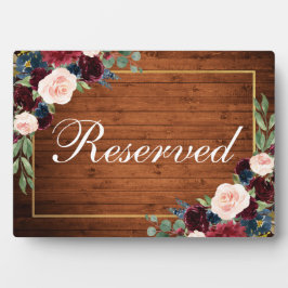 Wood Burgundy Blue Wedding Reserviert 12x18 Table Fotoplatte