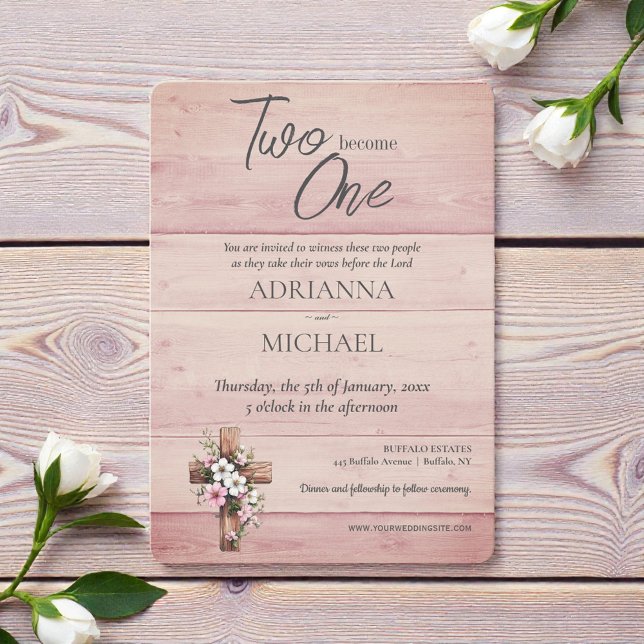 Wood Christian Two Become One Hochzeit Einladung (Von Creator hochgeladen)